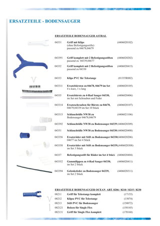 Bodensauger Ersatzteile zum Kauf bei der POOLCHEM GmbH