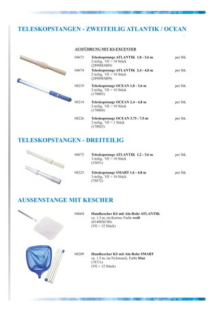 Teleskopstangen erhältlich bei der POOLCHEM GmbH